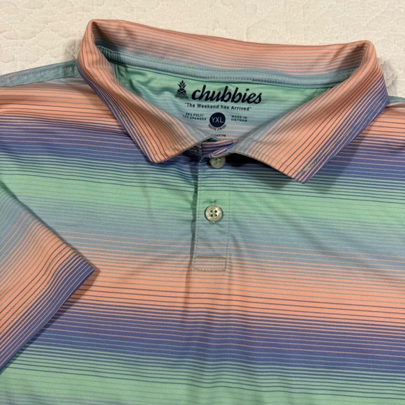 chubbies Other - Chubbies Polo Shirt Youth YXL Multi Color Sunset Stripe Performance Stretch EUC